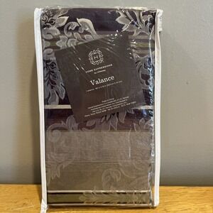 JCPenney Home Collection Purple Gold Damask Striped Valance 80x16"‎ NOS Corded